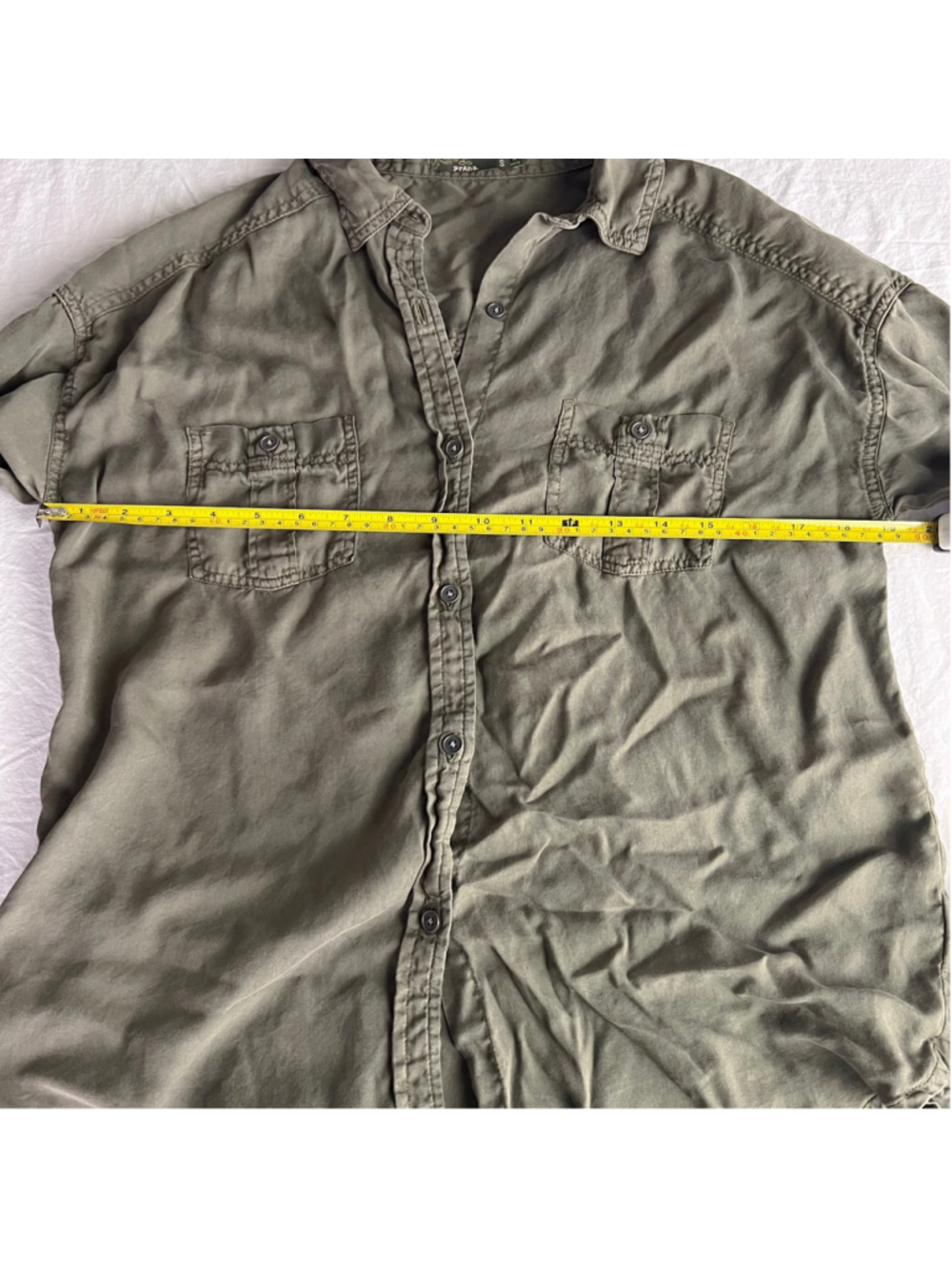 prAna women's long sleeve utility shirt in military green Sz S normcore workwear - Picture 8 of 10